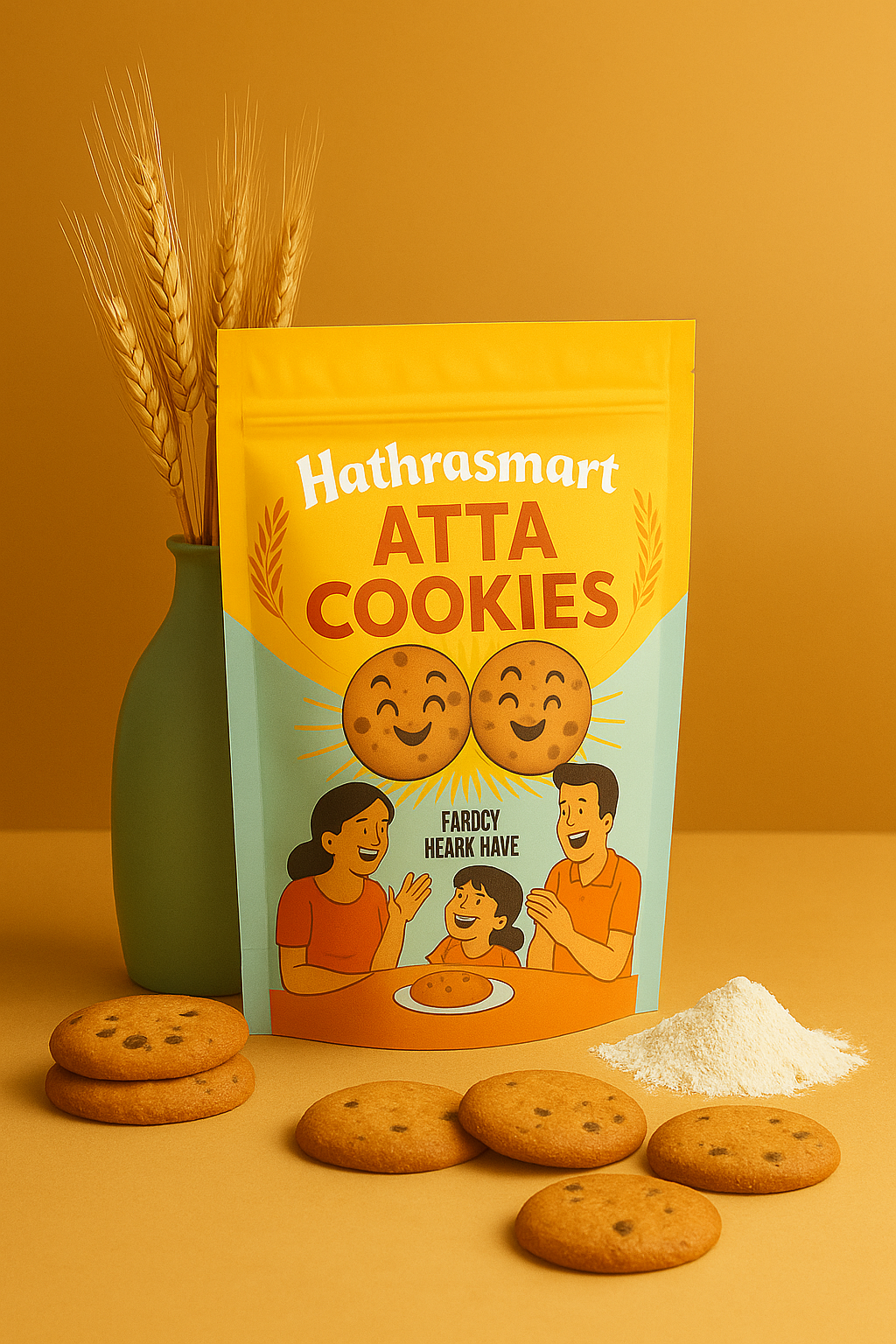 Hathras Mart Atta Cookies 100% Organic Home Made Cookies 500g